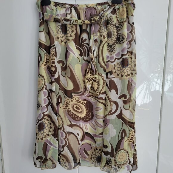 Vintage 90s Y2K Floral Midi length Skirt Size 16 - Picture 2 of 6